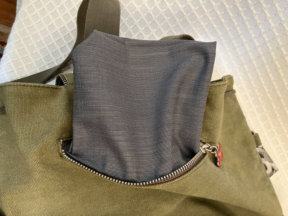 FUZZYNATION Backpack, Pug, Army Green Canvas with Tag, Pre-Owned