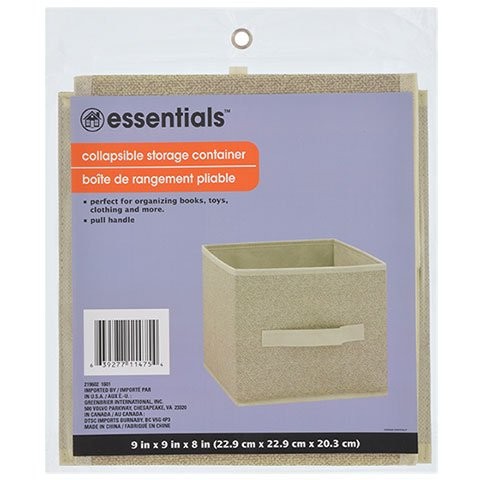 Tan Collapsible Storage Containers with Handles, 9x8 in.