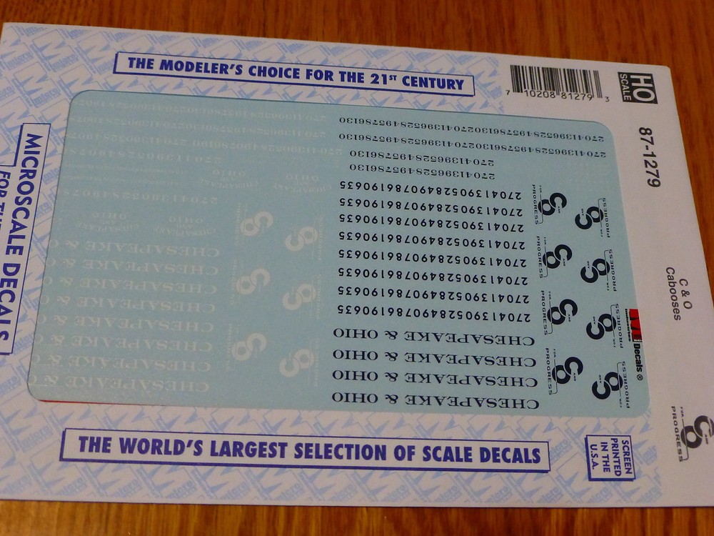 Microscale Decal HO #87-1279 (Decals for:  C&O Cabooses )