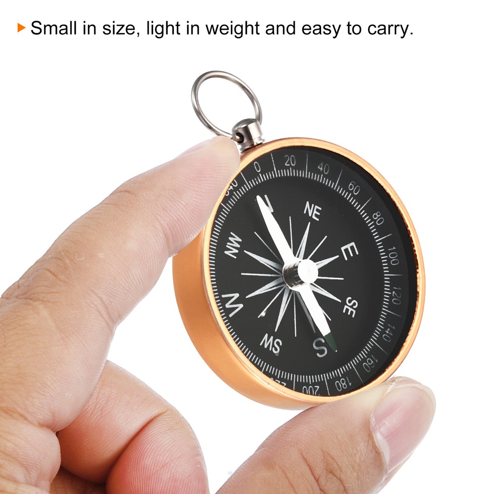 Pocket Compass Outdoors Navigation Compass with Key Ring Yellow