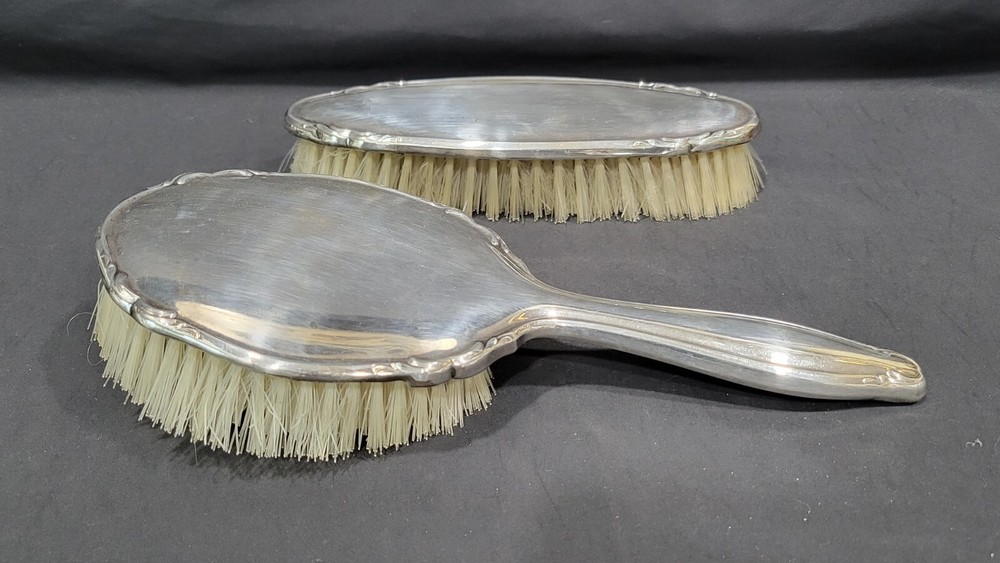 Two Vintage German 835 Silver Vanity Brushes