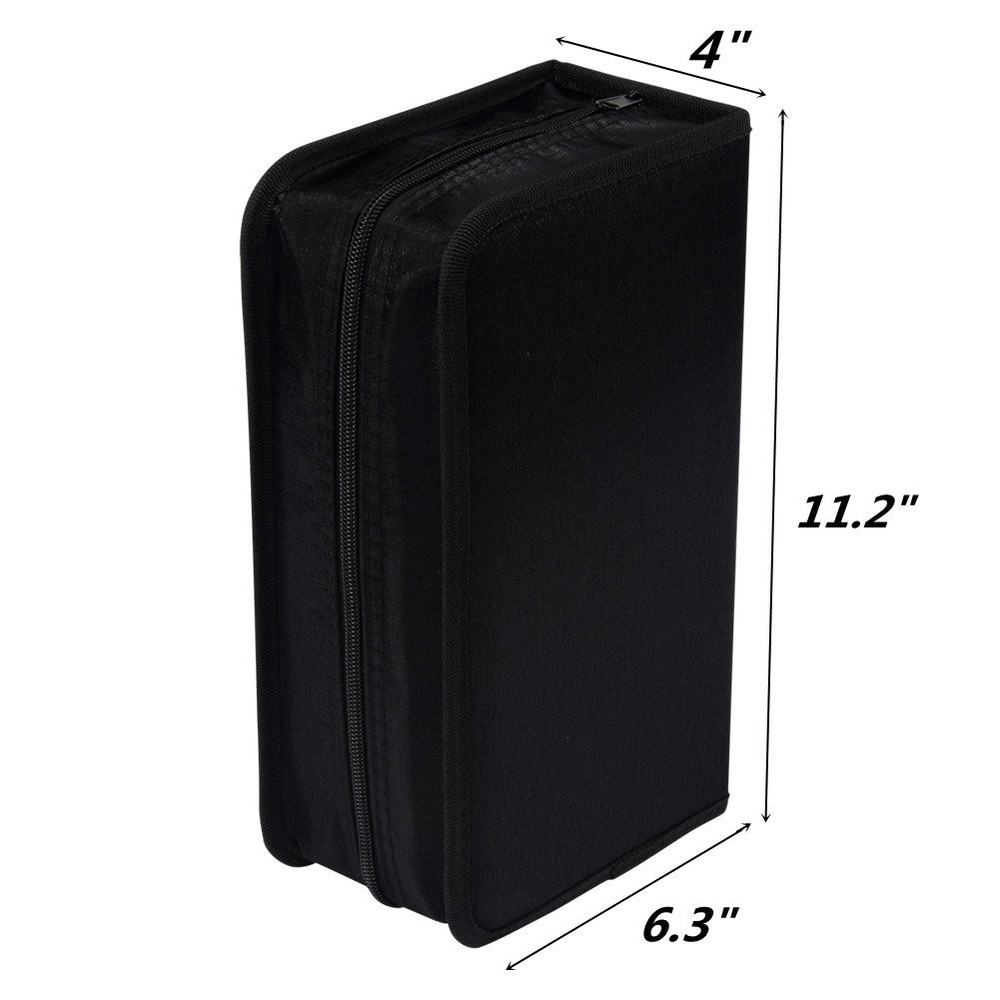 CD DVD Organizer Book, 128 Disc Library Storage, Durable Wallet, Black