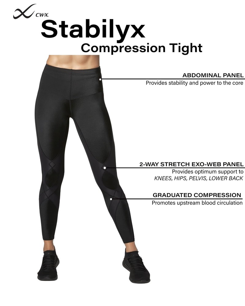 CW-X Women's Stabilyx Joint Support Compression Tight Black Medium