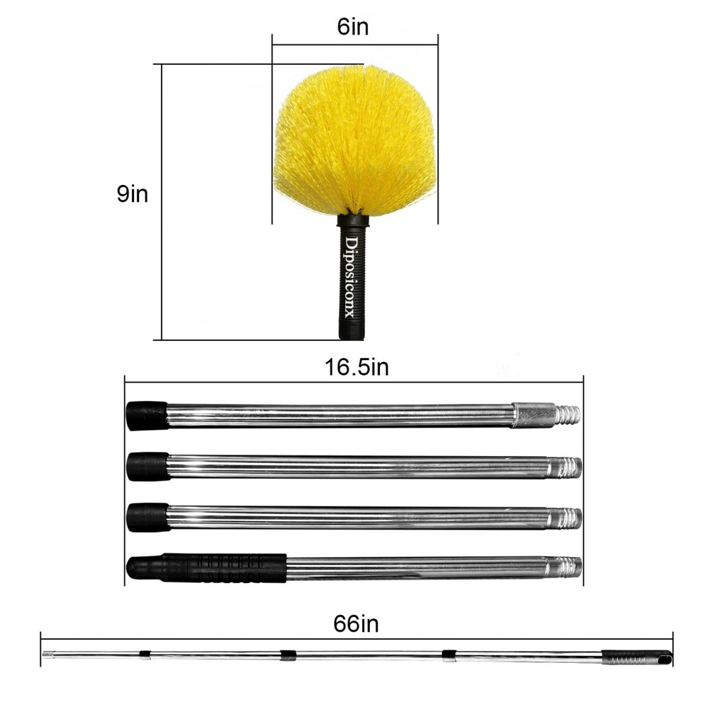 Cobweb Duster with Extension Pole，6-Feet Handle Aluminum Telescoping Pole