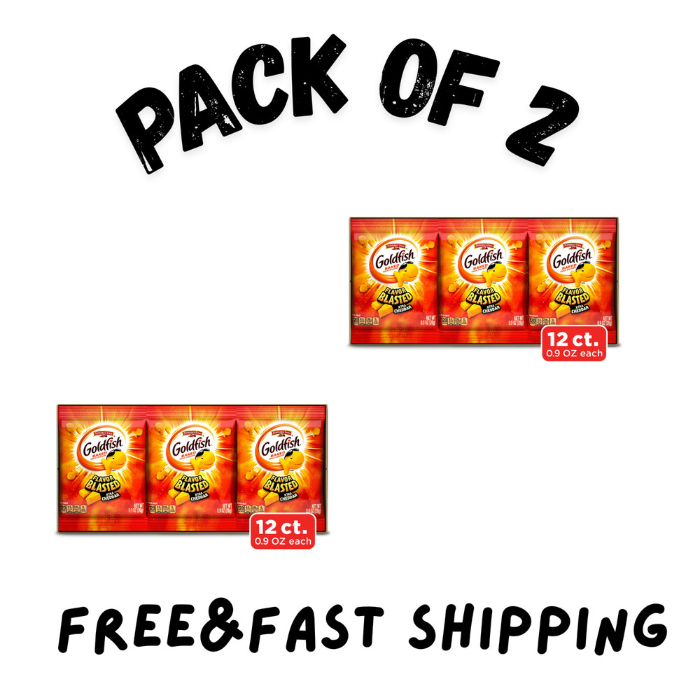 (2 pack) Goldfish Flavor Blasted Crackers, Snack Packs, 12 Count Multipack