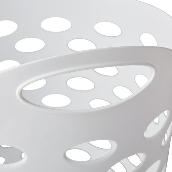 (2 pack) Mainstays Plastic Round Laundry Hamper, White, with Carrying Handles