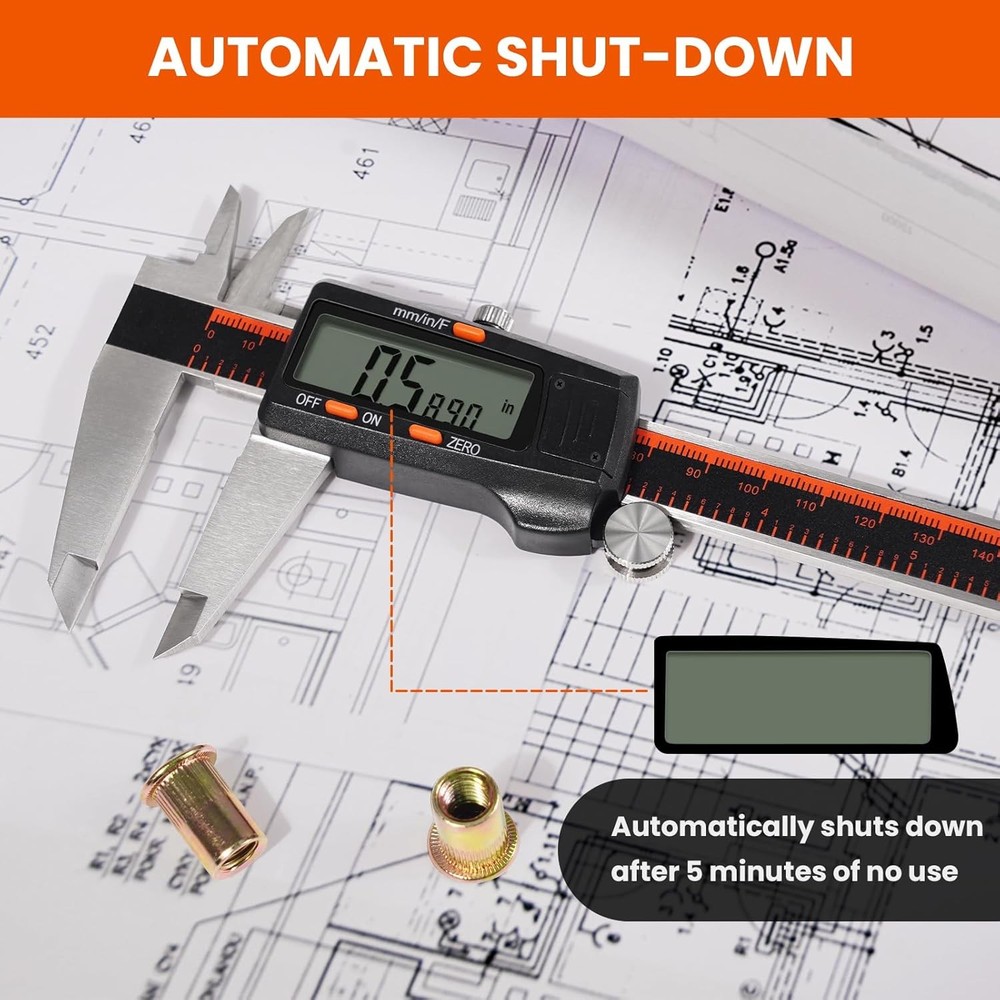 8” Electronic Digital Caliper Extra Large Display 0-8 Inches
