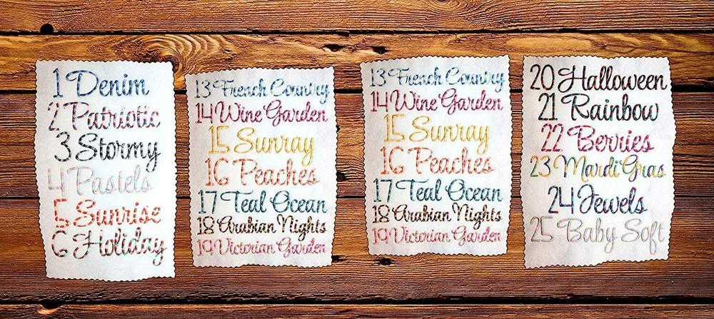 VARIEGATED POLYESTER EMBROIDERY THREAD 1000M SPOOLS 25 COLORS 40 WT - THREADART