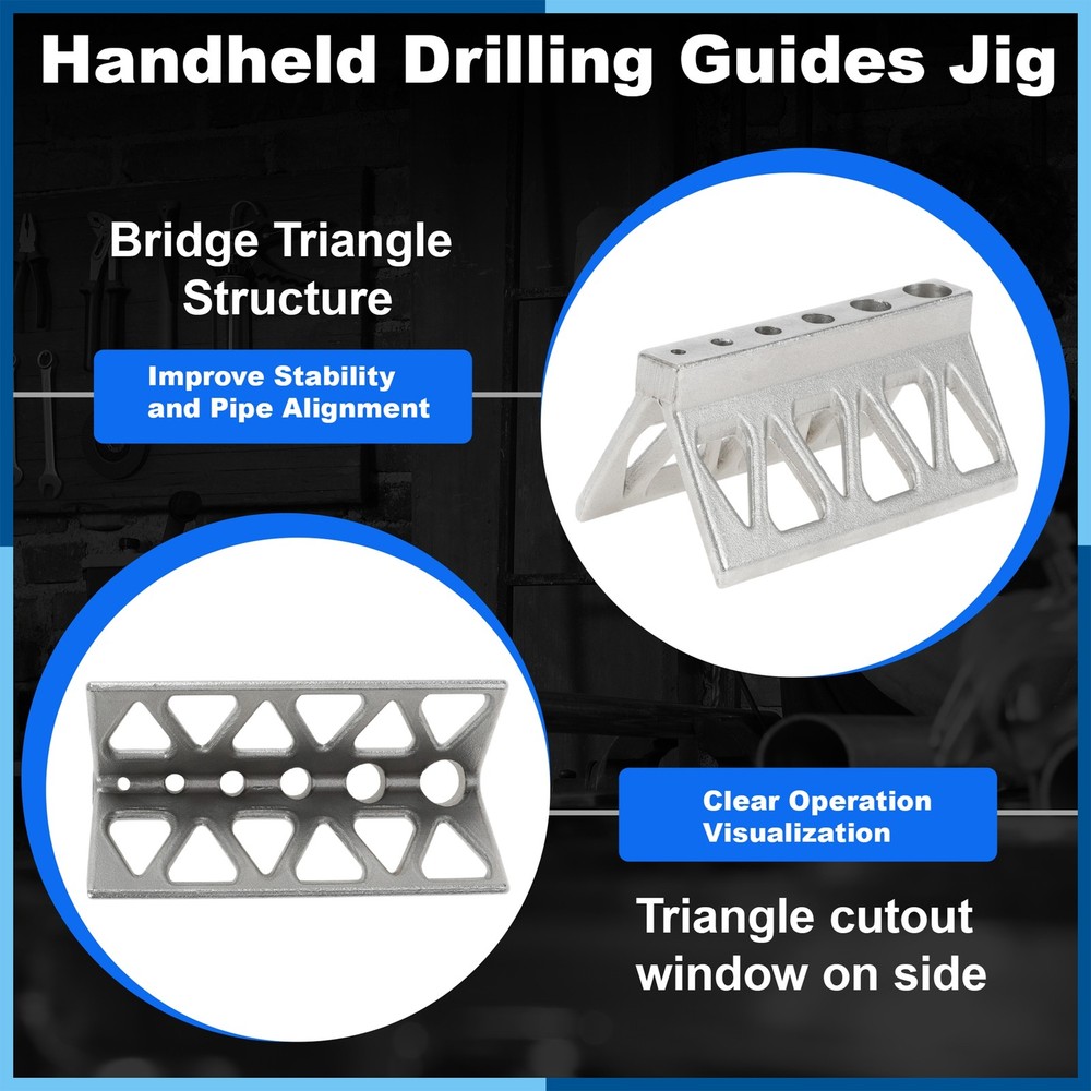 Handheld Pipe Drill Jig for Pipe,Cylinder Triangle Pipe Drilling Guide Block