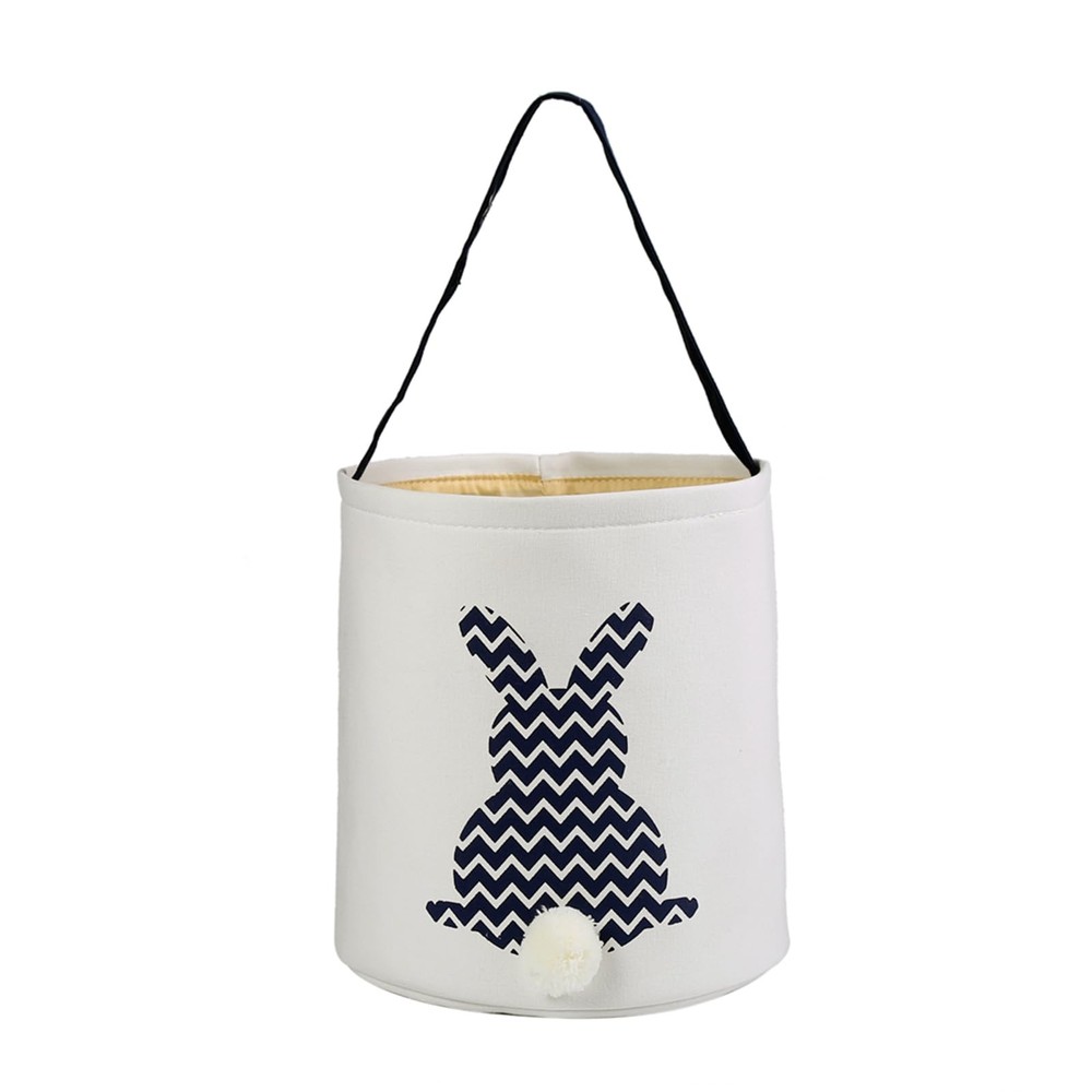 E-FirstFeeling Easter Bunny Basket,Large Canvas Empty Egg Hunt Basket, Bunny ...