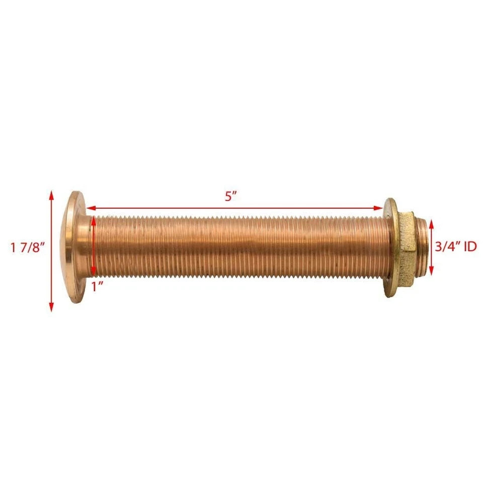 * GENUINE Perko Boat Thru Hull Fitting 0348DP5PLB Bronze 3/4 Inch Extra Long-NEW
