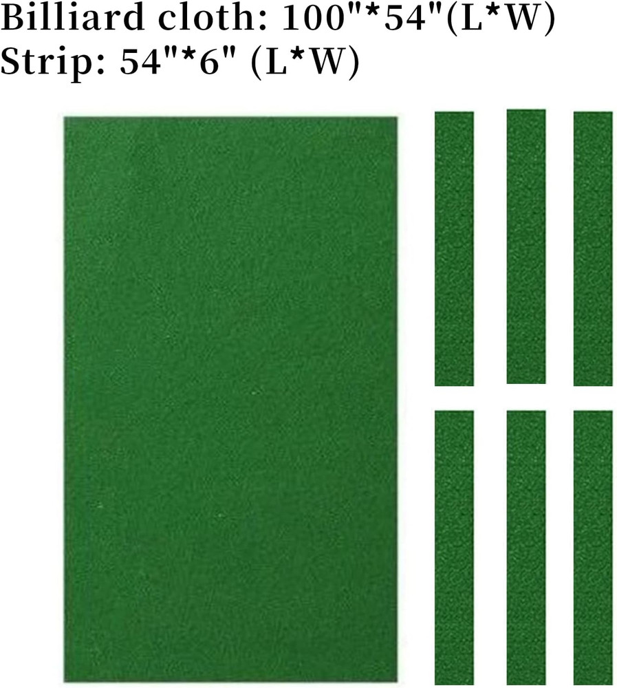 8" Pool Table Felt W/ 6 Cloth Strips, Pre Cut Billiard Table Cloth Felt