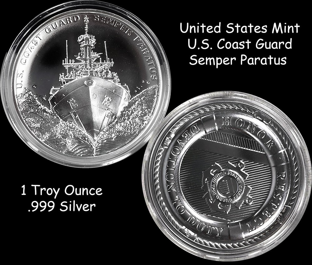United States Mint Armed Forces Silver Medals Program U.S. Coast Guard 2.5 Ounce