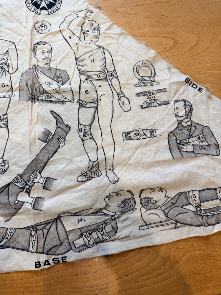 WW1 St John Ambulance Triangular Bandage Instruction Cloth First Aid Training