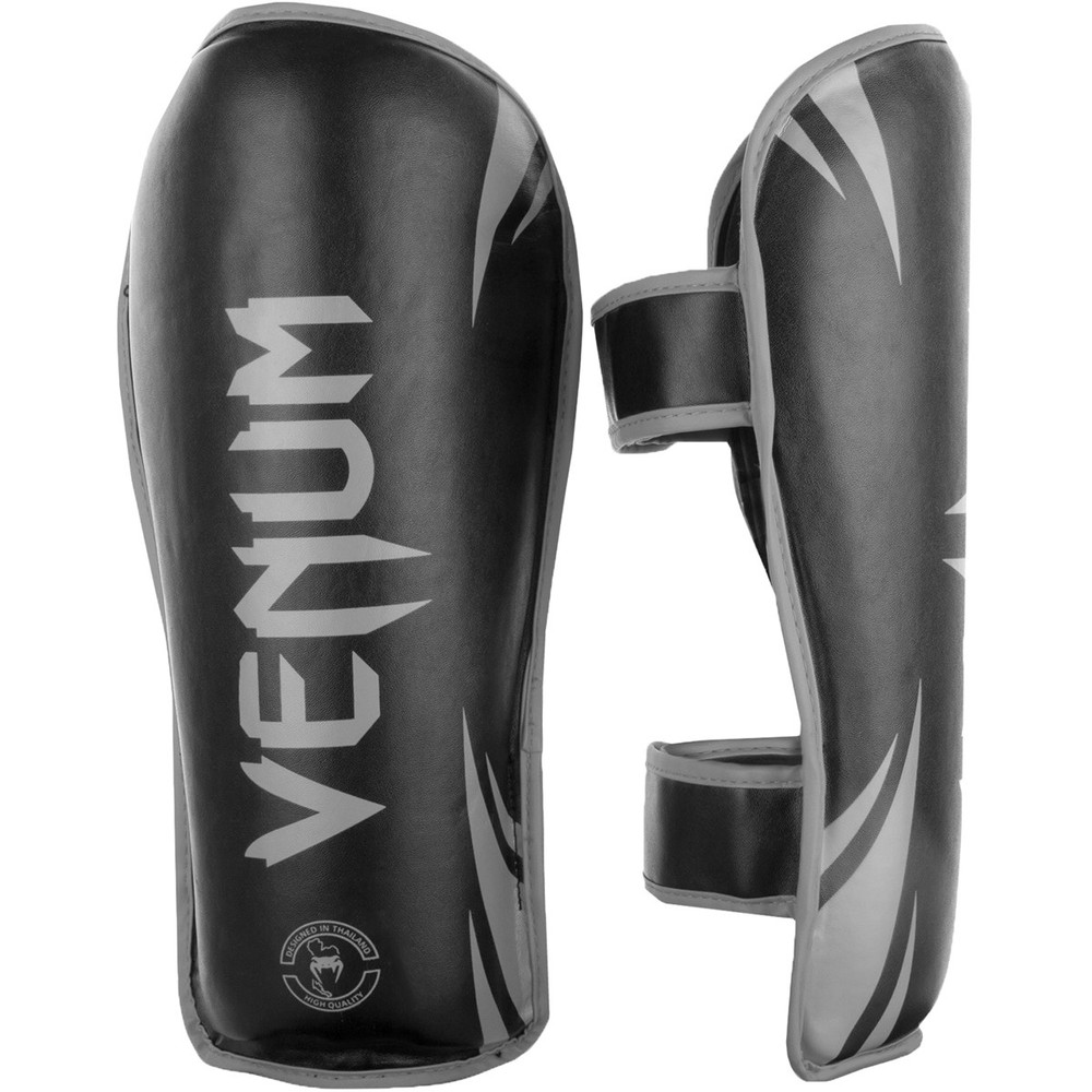 Venum Challenger Hook and Loop Shin Guards - Black/Gray