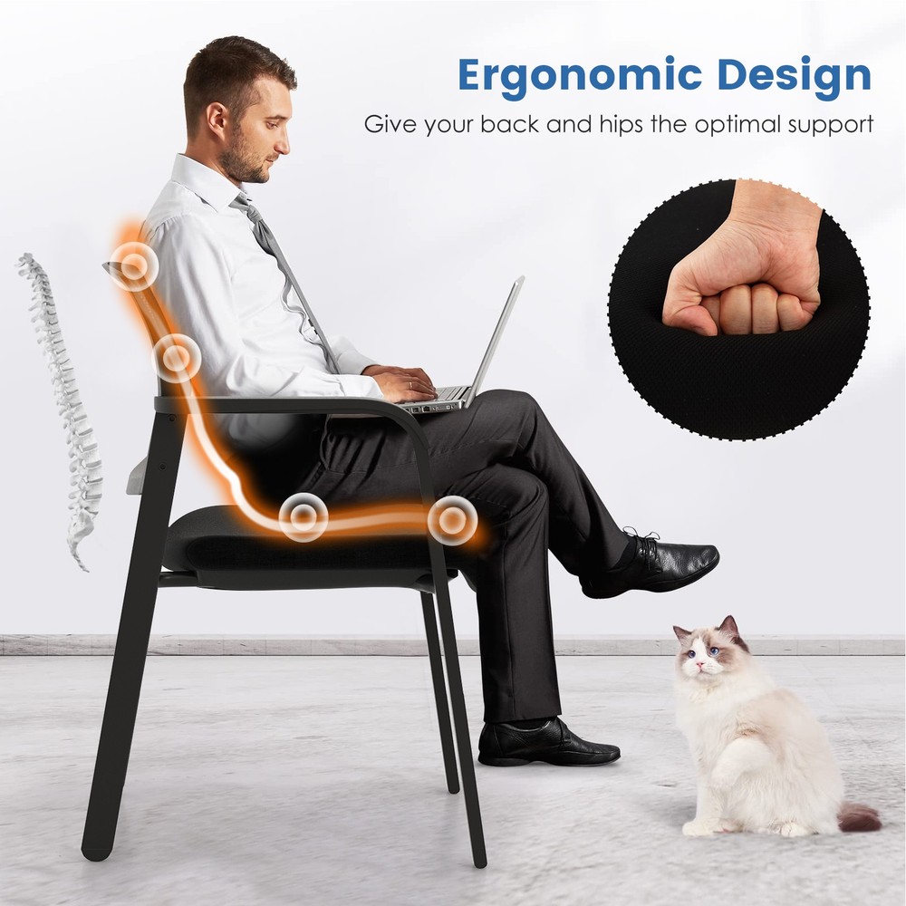 Conference Chairs 4PCS Stackable Office Guest Mesh Chairs for Waiting Room