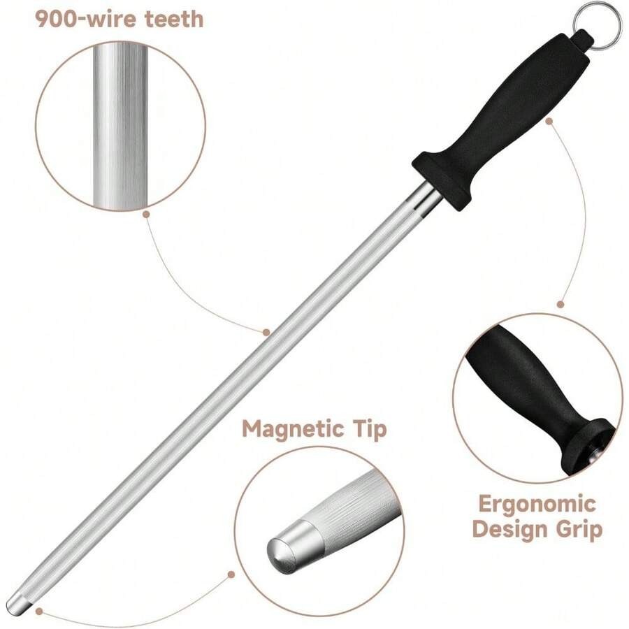 Klaus Meyer 12 inch High Carbon Diamond Sharpening Steel Kitchen Sharpener