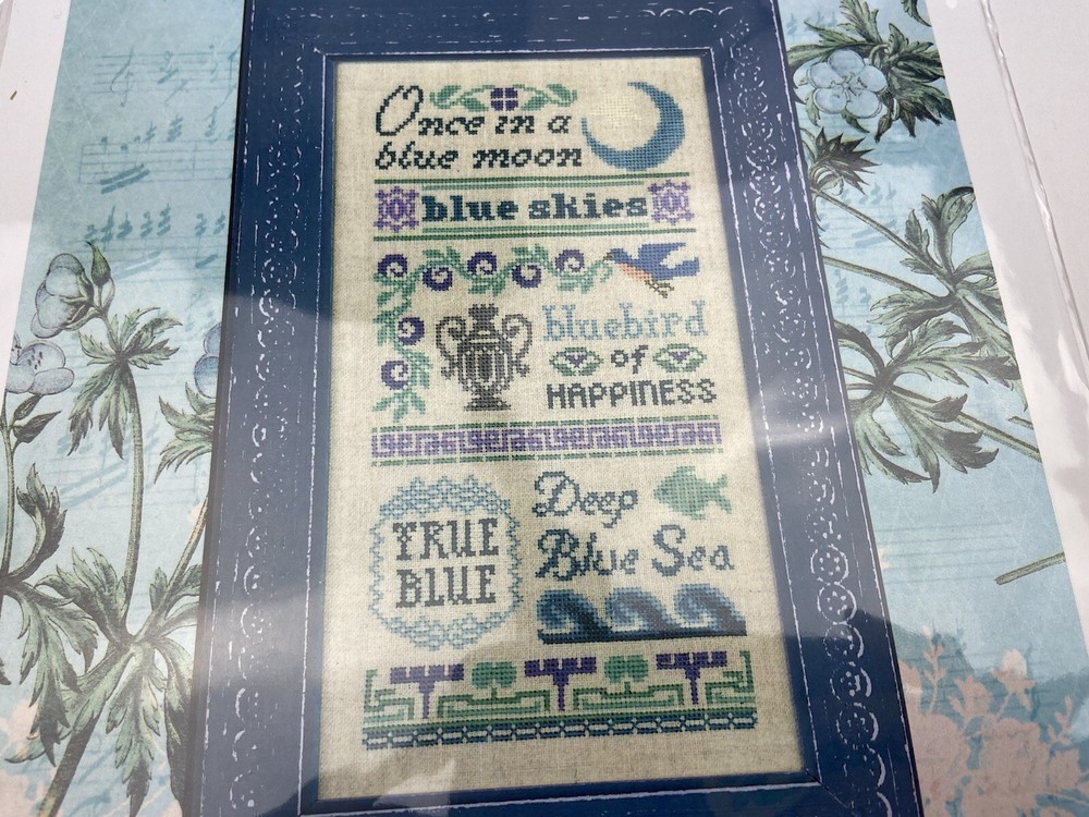 Elizabeth’s Needlework Designs Antique Blue Sampler Cross Stitch Pattern 9P