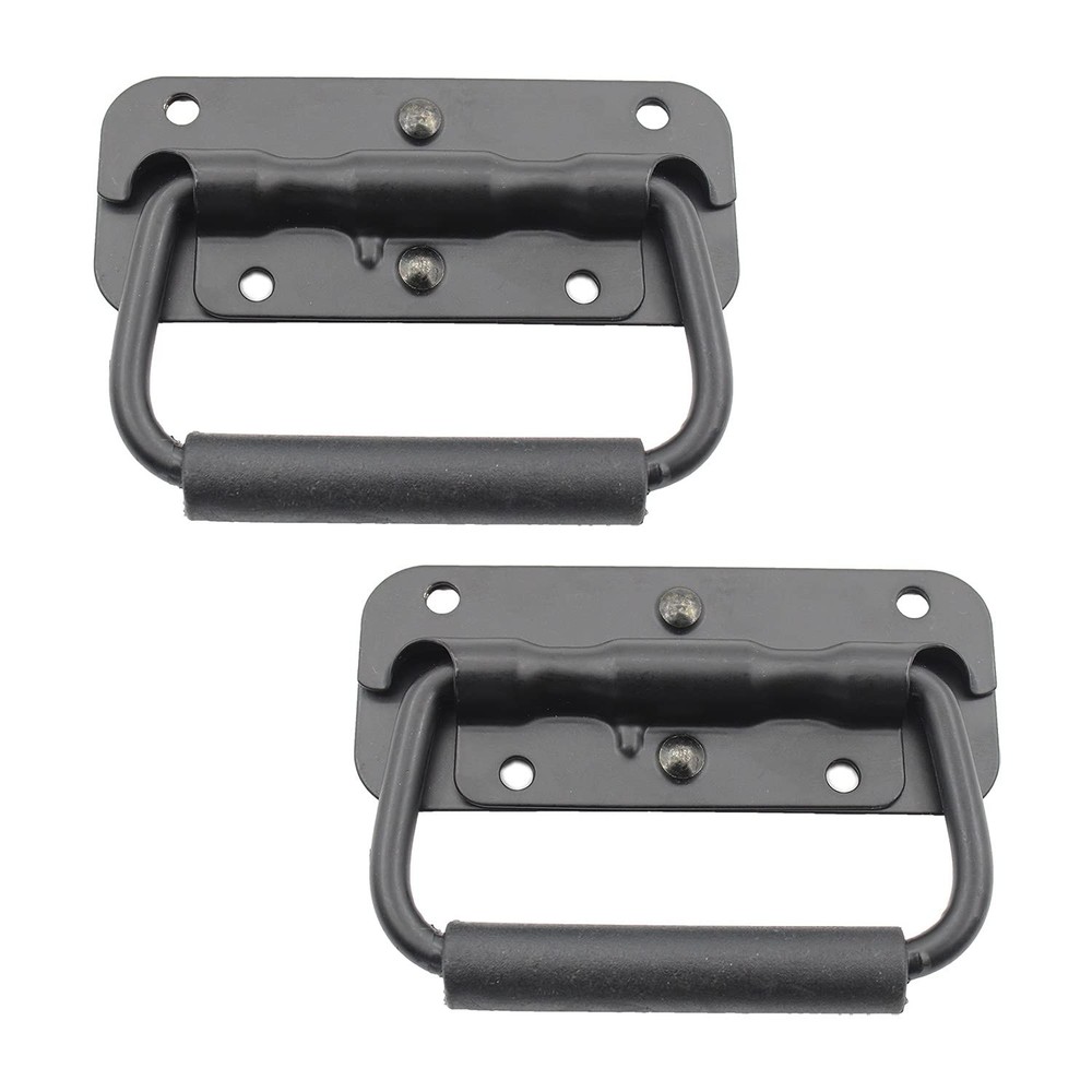 2 Pack Spring Loaded Pull Handles, Surface Mount Chest Handle with Rubber Gri...
