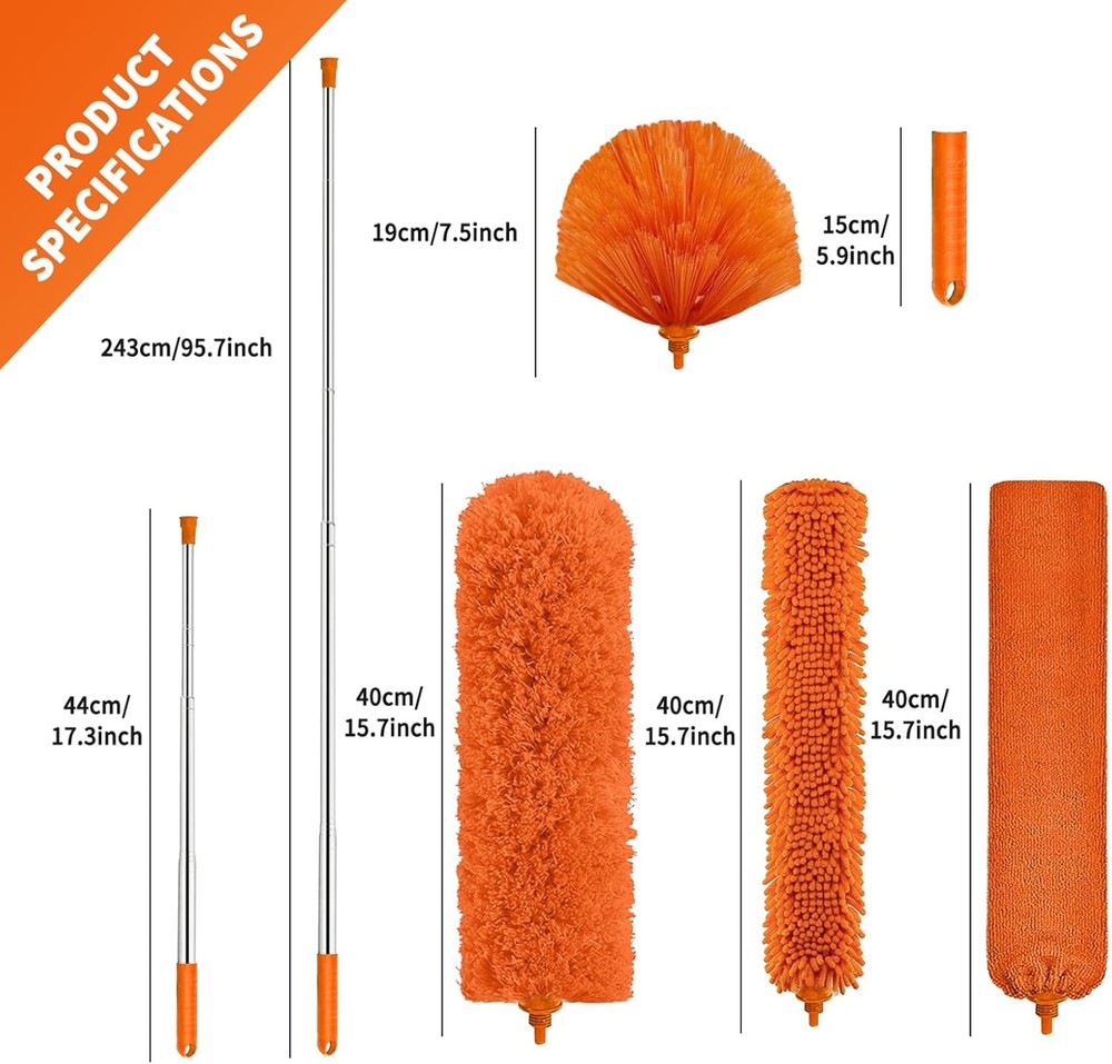 Telescoping Cobweb Duster with Extension Pole
