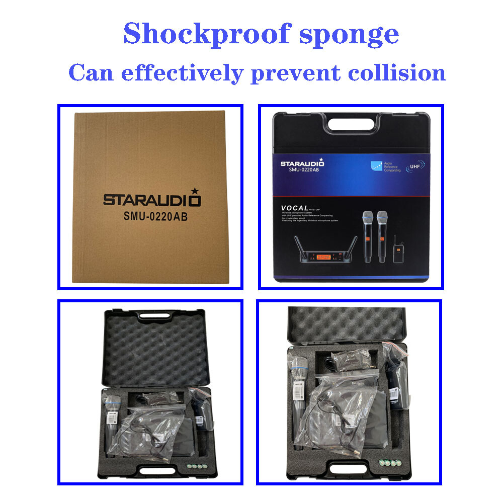 Wireless UHF Headset Microphone Dual Channel Lavalier Lapel Microphone Receiver