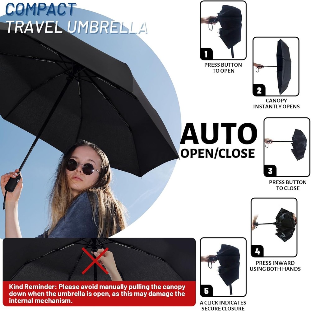 SY COMPACT Travel Umbrella Windproof Automatic Umbrellas Small Compact UV Sun Pr
