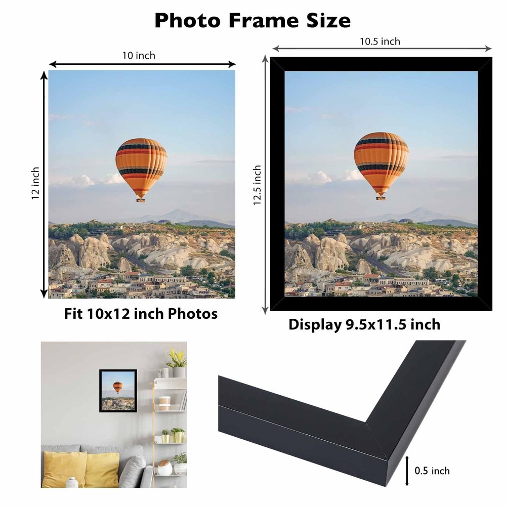 10x12 Black Picture Frame, Wall Mounting Horizontally or Vertically