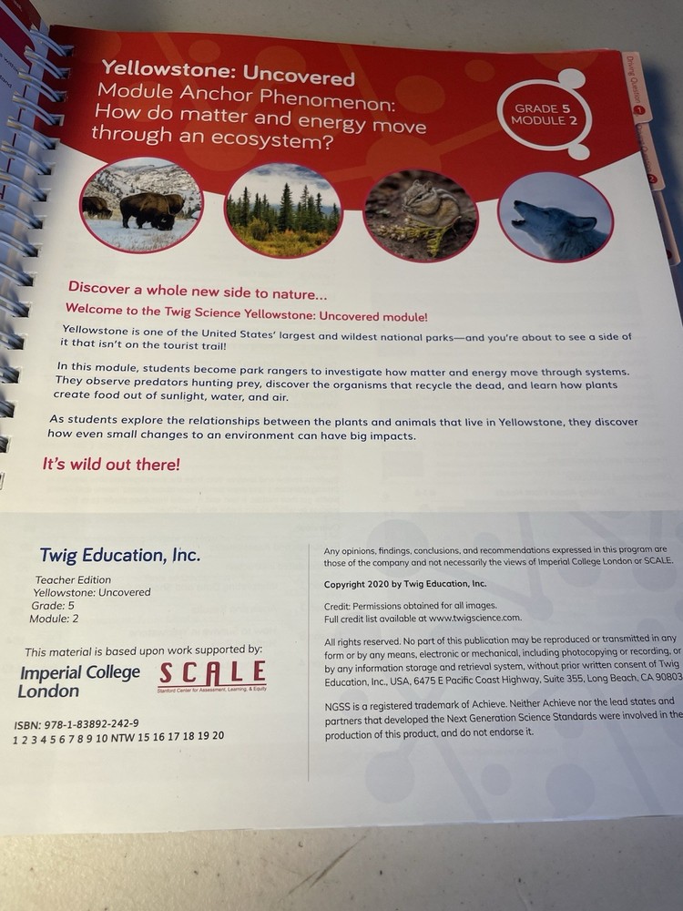 Yellowstone Uncovered Teacher Edition Grade 5 Module 2 Twig Science Next Gen