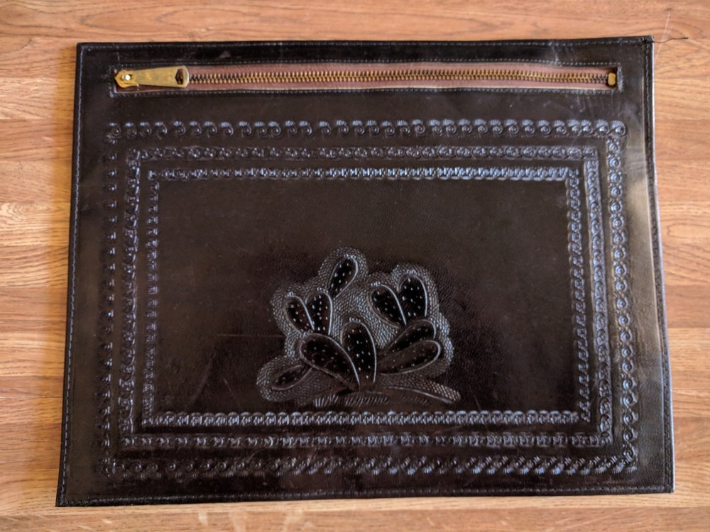 Leather Portfolio / Pouch, Handmade w/ Desert Theme
