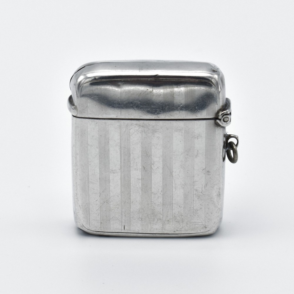 Antique Solid Silver Large Vesta Case Match Safe 1915 By Asprey