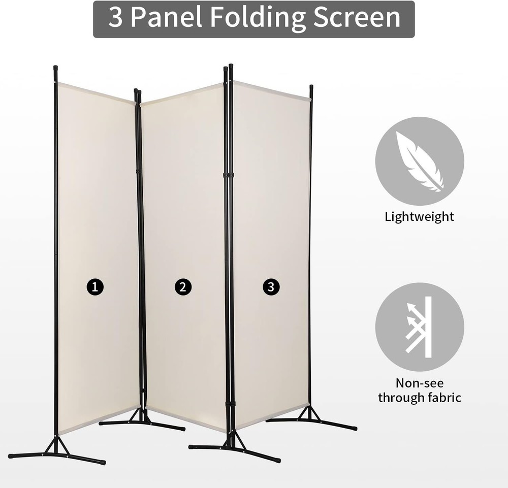 3 Panel Room Divider Folding Privacy Screen 5.9FT Partition Room Separators W/
