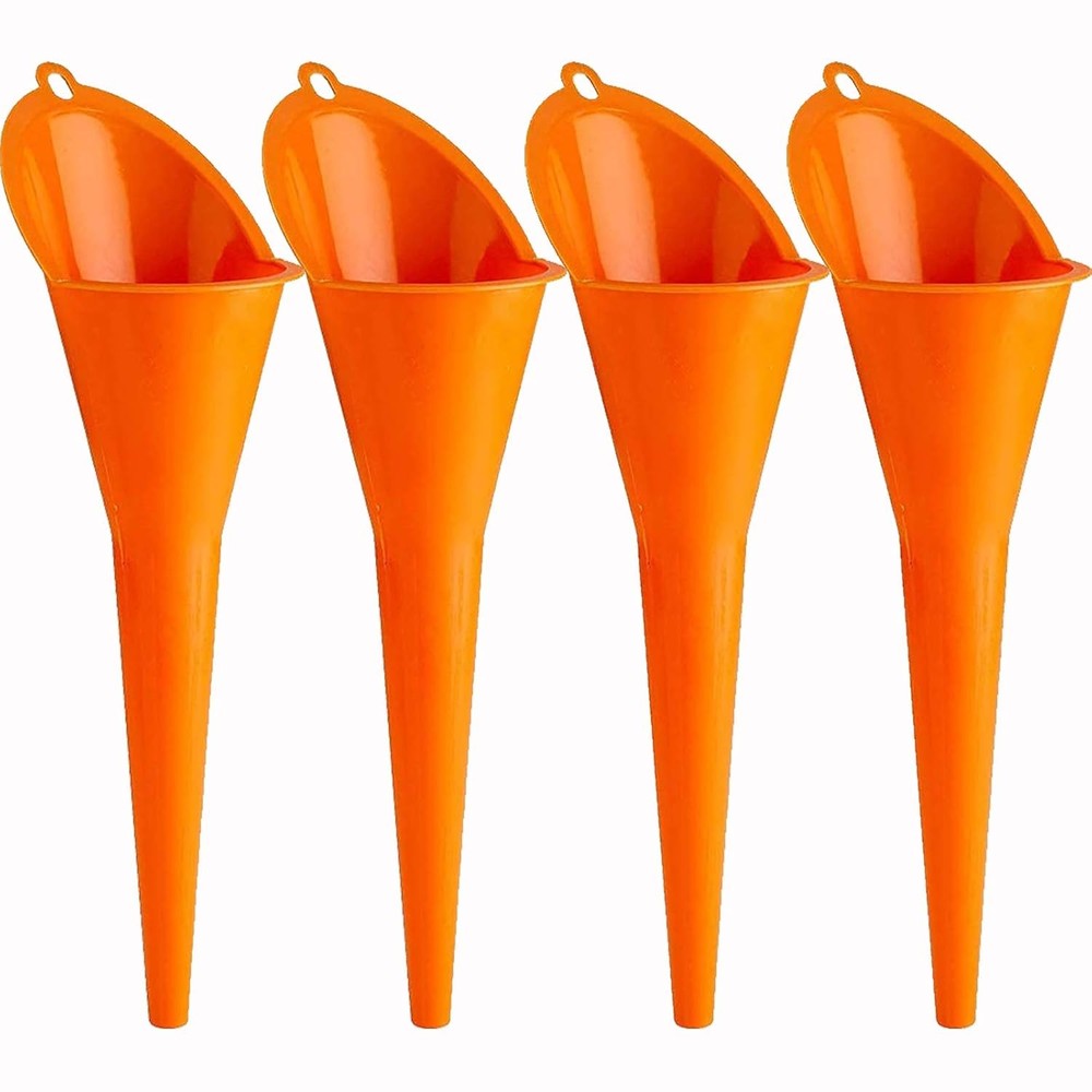 Multi-function long neck plastic funnel for liquids.