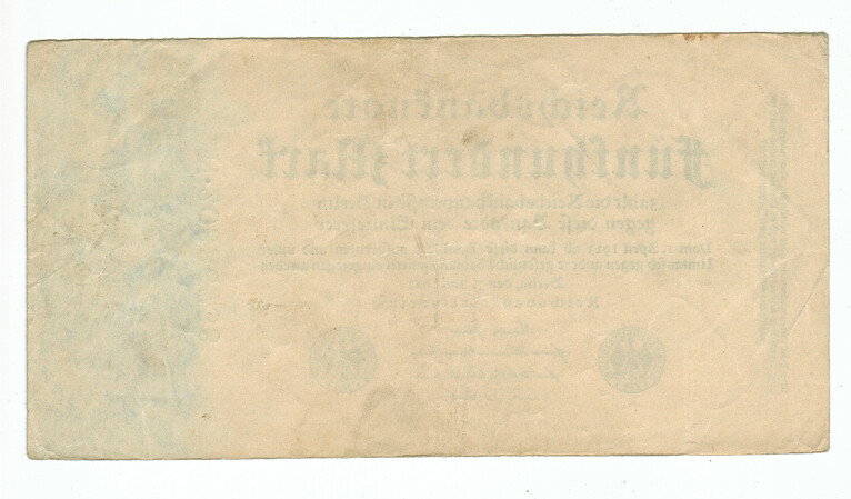 GERMANY REICHSBANKNOTE 500 MARK 1922
