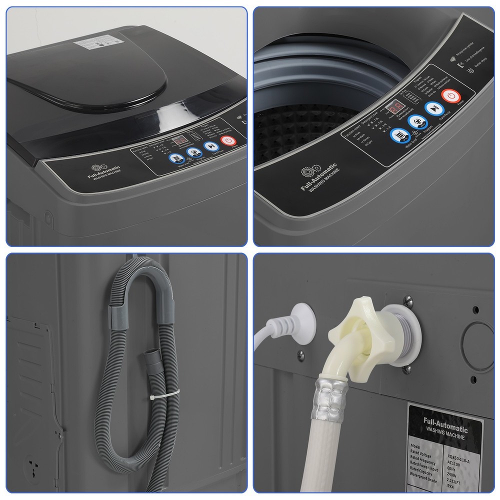 Full-Automatic Washing Machine Portable Washer Combo with Drain Pump 10 Programs