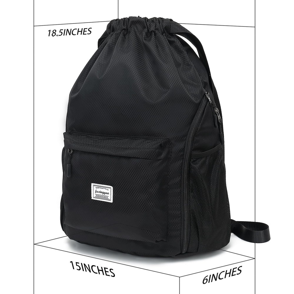 FUXINGYAO Drawstring Backpack Sports Gym Bag with Shoes Compartment, String B...