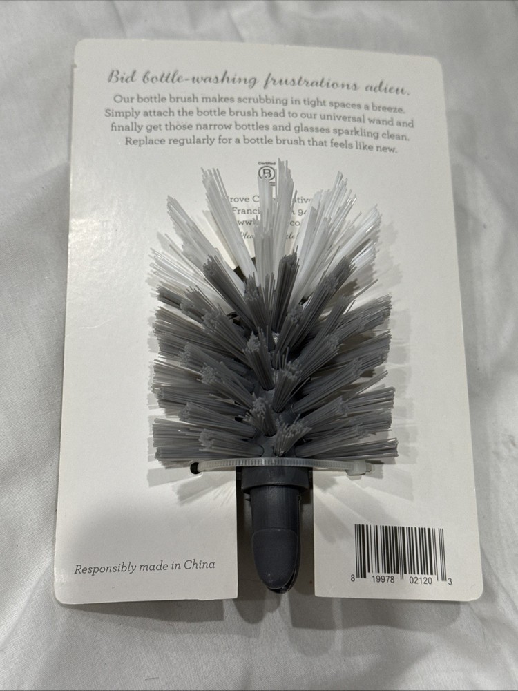 Grove Collaborative Replacement Bottle Brush Head, Gray/White New