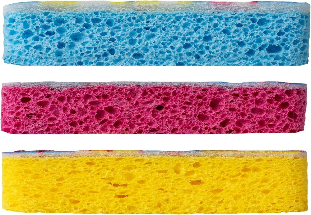 , Cleaning Sponge Scrub Pink, 3 Count