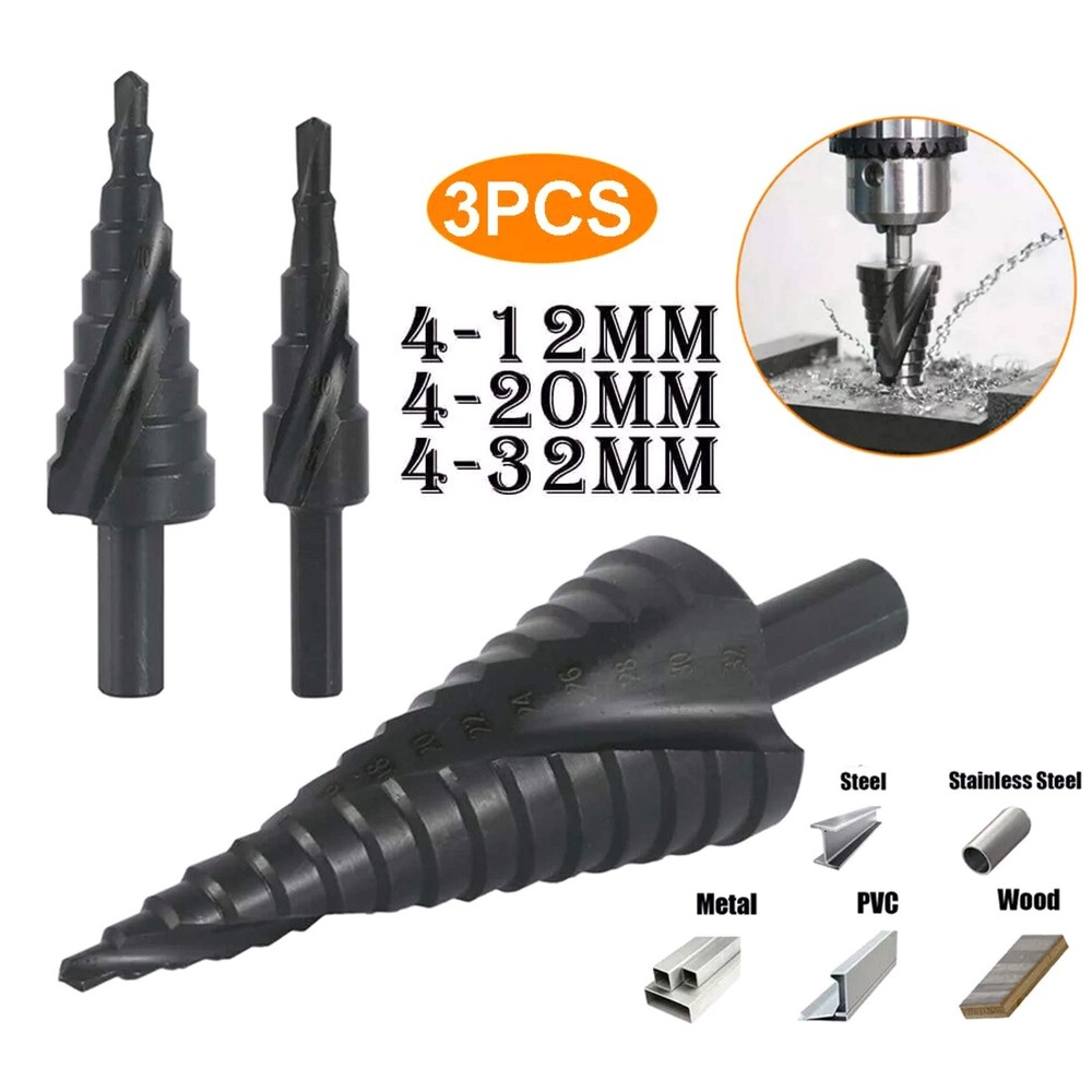 6/8/10mm Shank HSS Step Drill Bit Set Large Cone Titanium Bit Hole Cutter