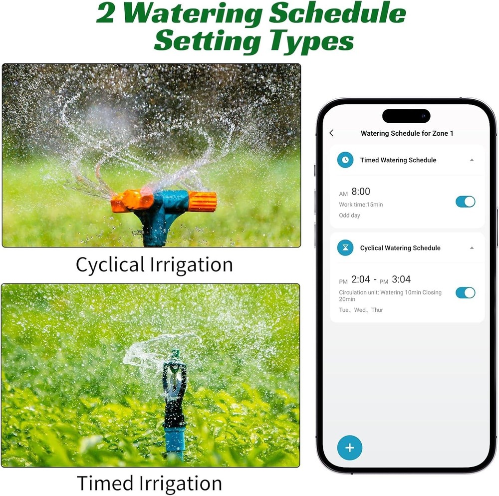 Automatic WiFi Hose Timer - 2-Zone Water Controller for Lawn/Garden w/Delay