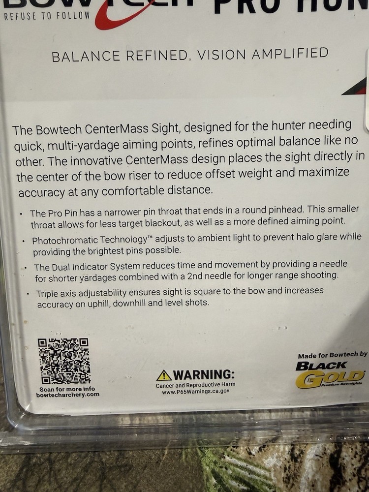 Bowtech Centermass Technology Pro Hunter 3 Pin Archery Sight RH