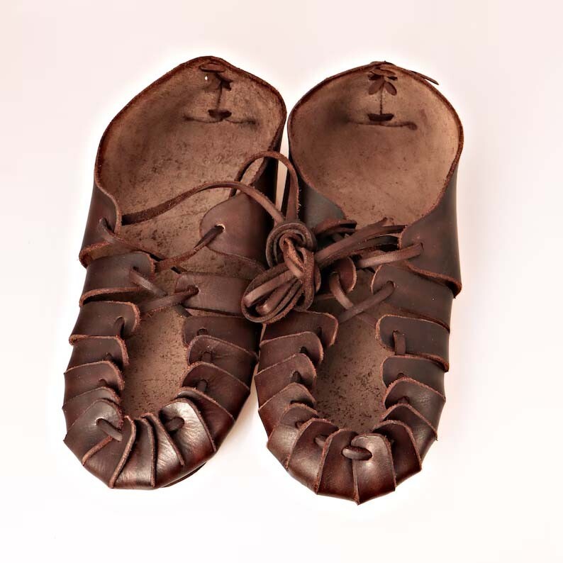 Typical Celtic Leather Shoes brown medieval shoes