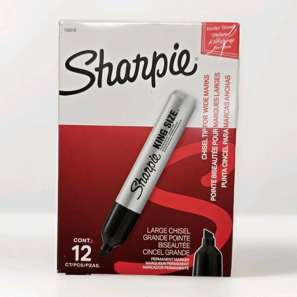 2 BOXES x 12 Markers - Sharpie King Size Large Chisel Tip Permanent Markers NEW