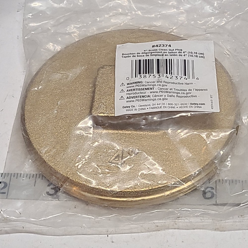 Oatey 42374 Cleanout Plug,4 In,Brass