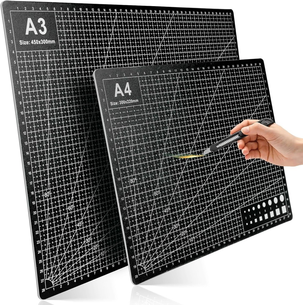2 Pcs Large Cutting Mat Self Healing,Double Sided,Grid Line and Angles Help to C