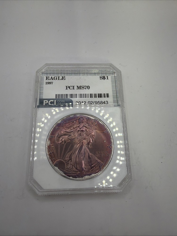 1997 American Silver Eagle $1 PCI MS70 Beautiful  Toner