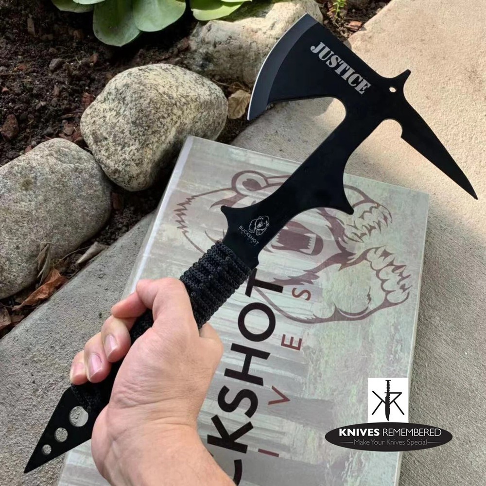 Personalized Tomahawk, Engraved Axe, Buckshot Single Edge Tomahawk Axe w/ Sheath