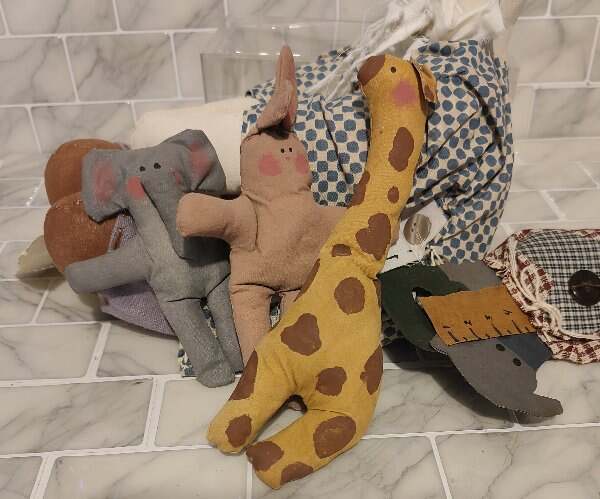 Primitive Rustic Noah With Animals Plush Decor Handmade Plush
