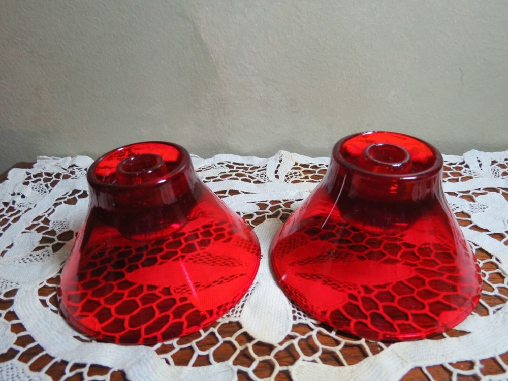 2 Anchor Hocking Ruby No 581 Candleholder reversible style