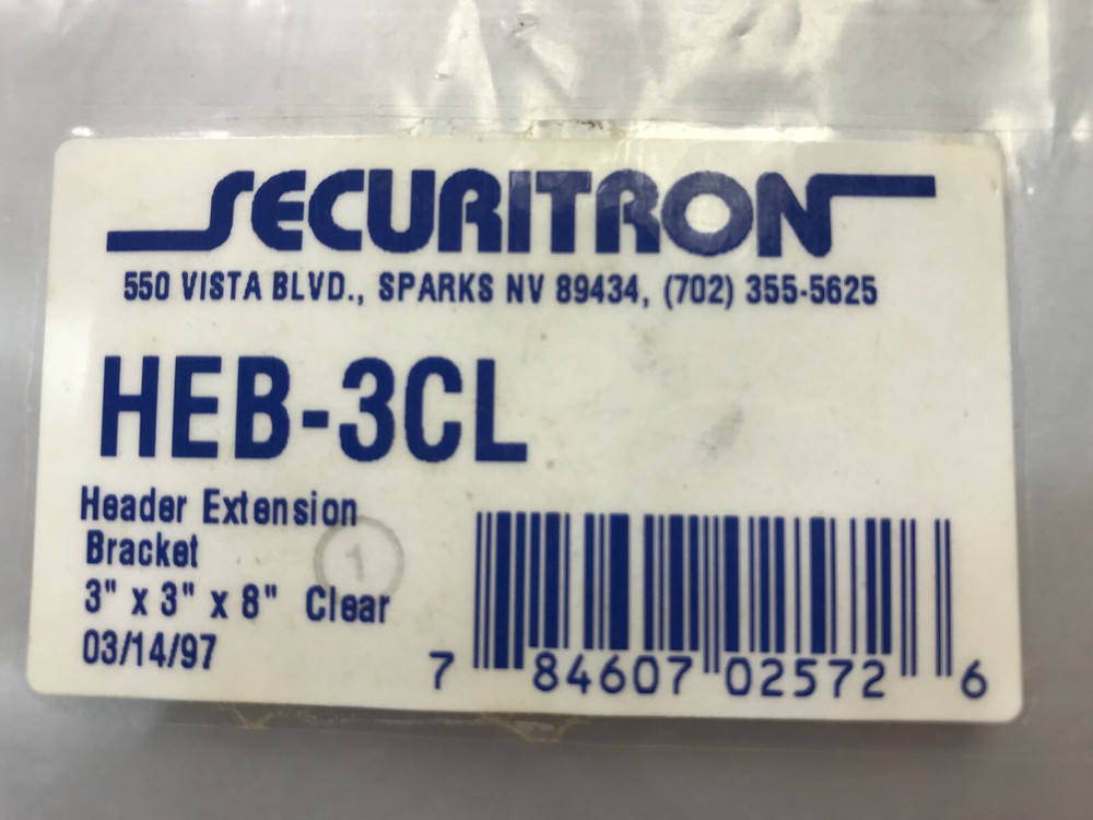 Securitron HEB-3CL Header Extension Bracket 3" for Magnalock Models 32 and 62