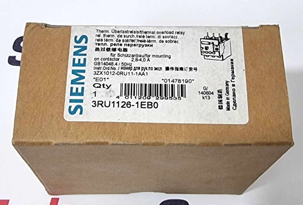 SIEMENS 3RU1126-1EB0 Thermal Overload Relay